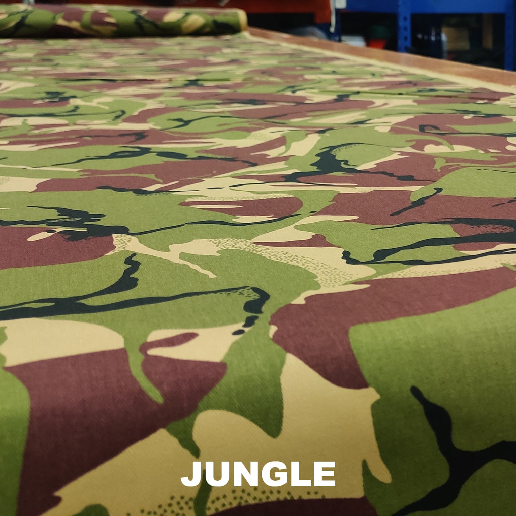 Cotton drill fabric with jungle camouflage