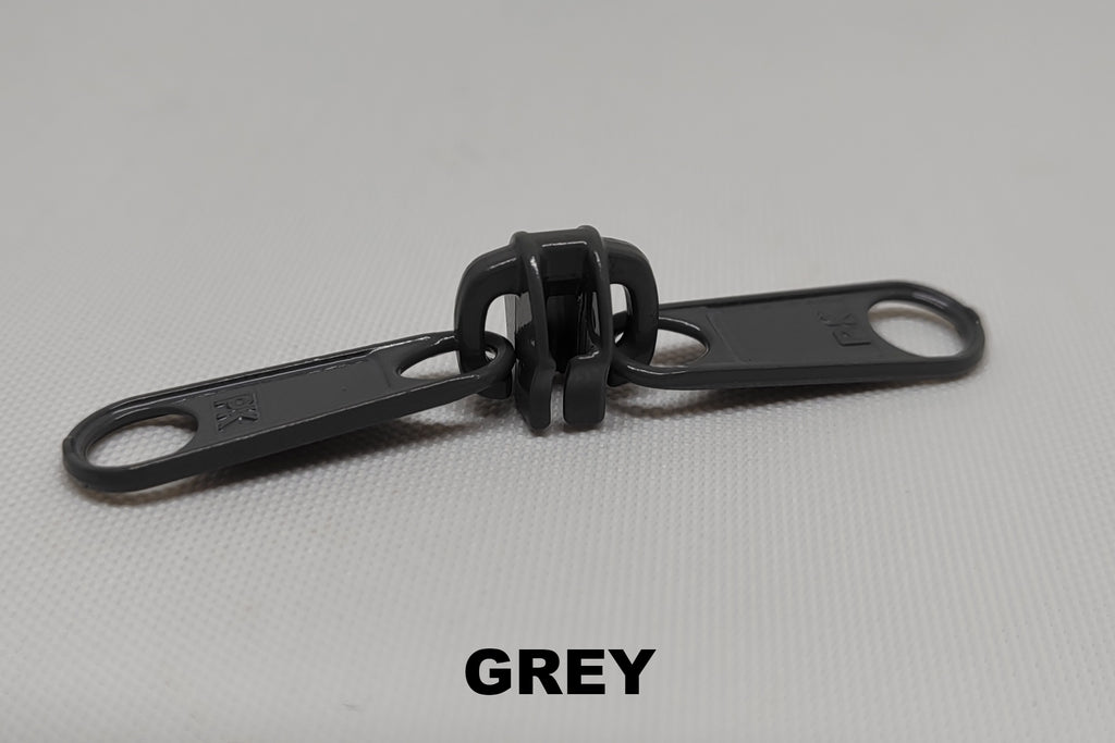 Grey metal Z790 double slider for coil zip