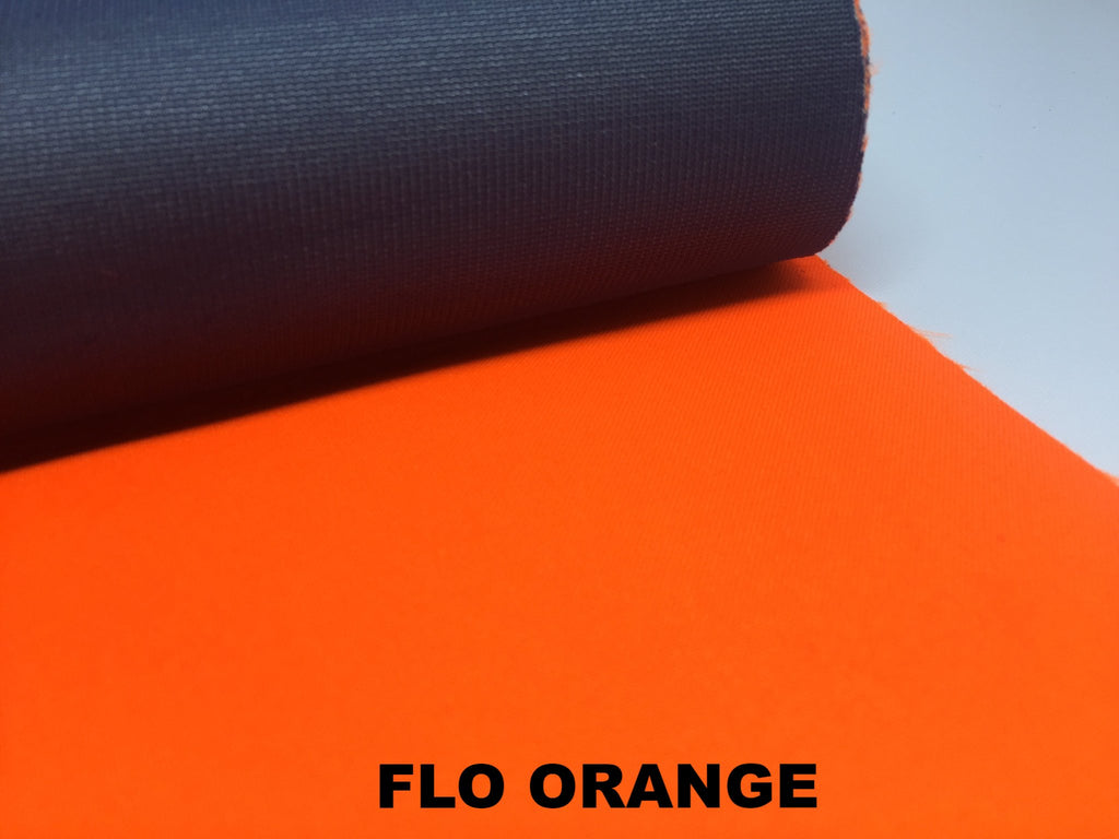 Fluorescent orange 3 Layer polyester with navy blue underside