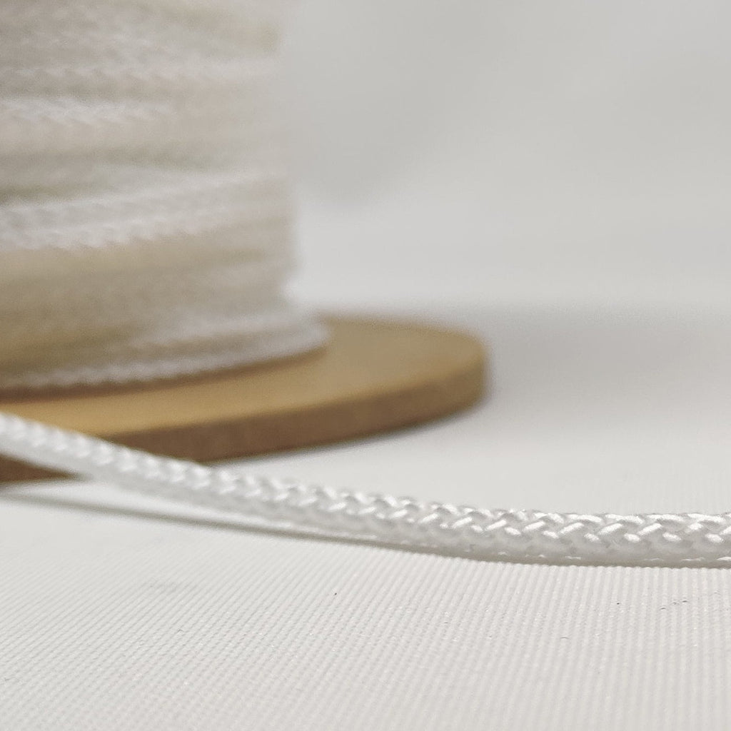 White soft braid 3 millimetre polypropylene cord