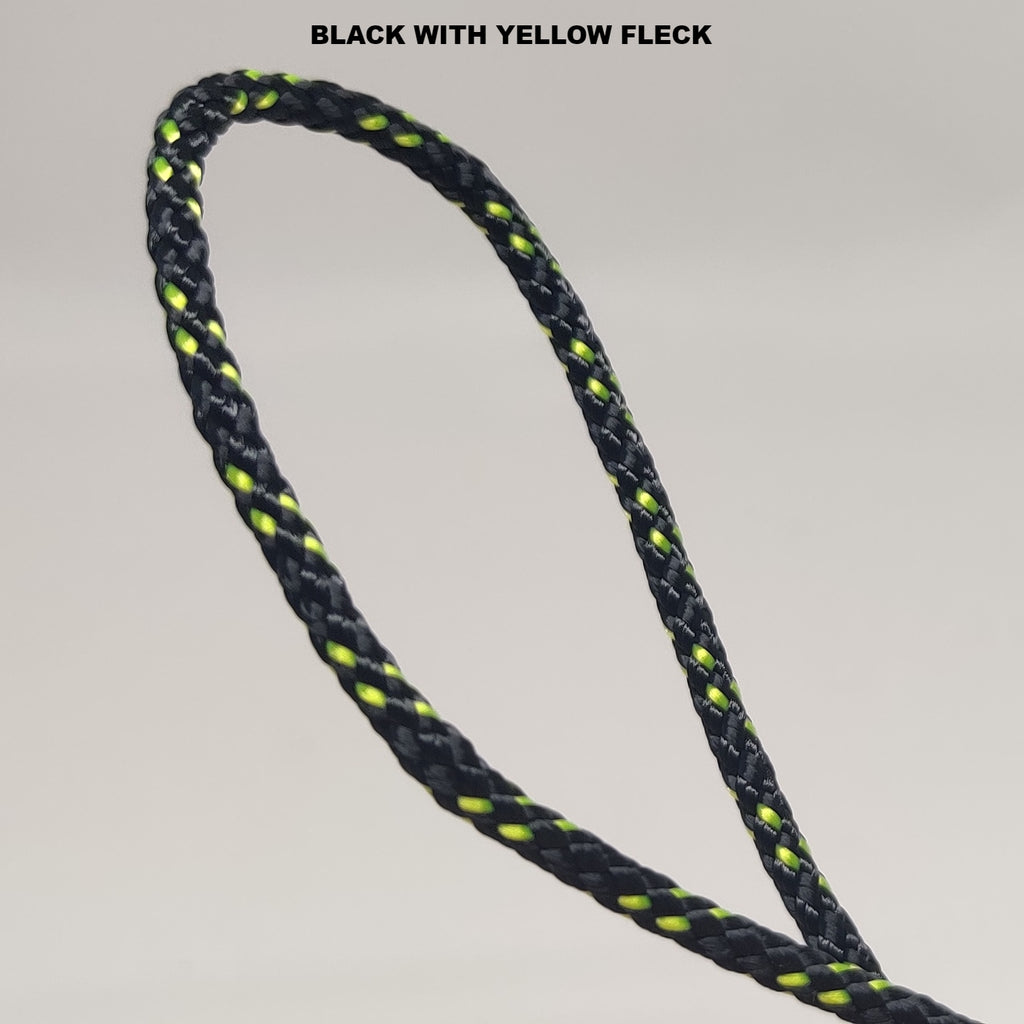 Black dinghy dyneema cord with yellow fleck, 3 millimetres