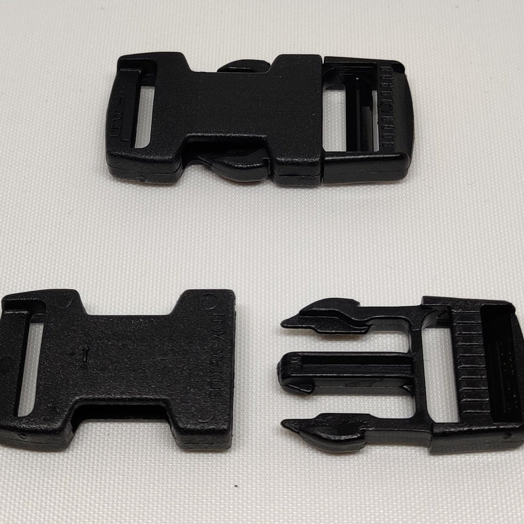 Black plastic 40 millimetre side release buckles