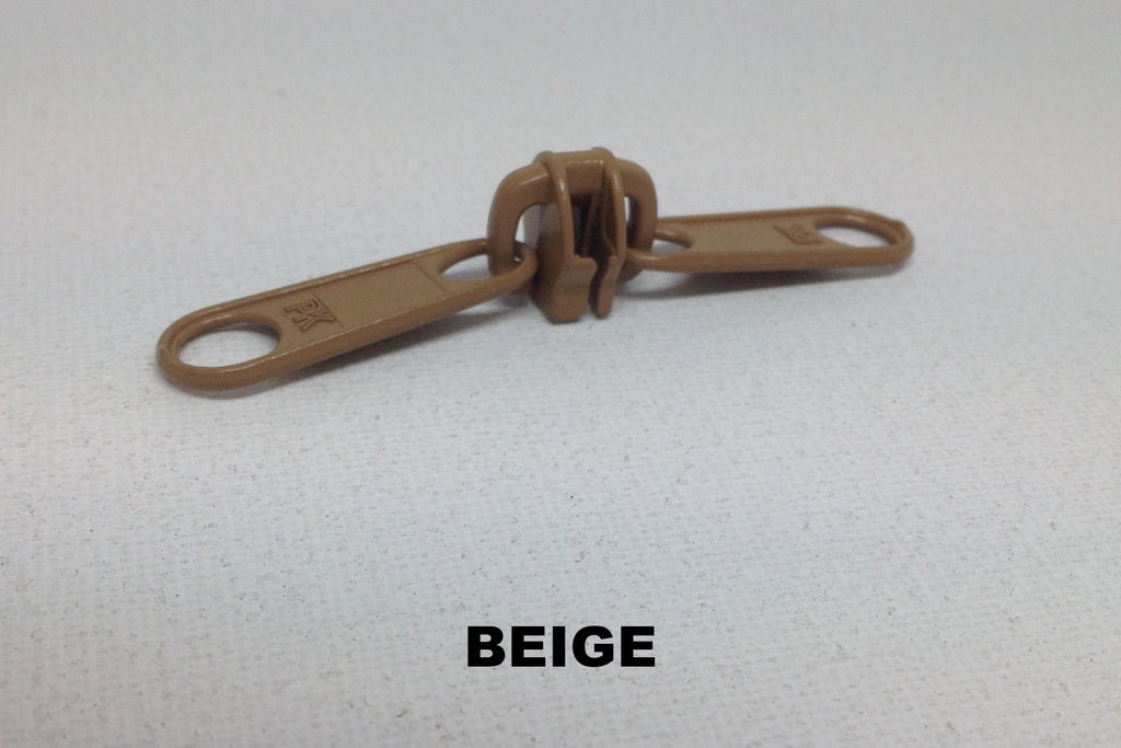 Beige metal Z790 double slider for coil zip