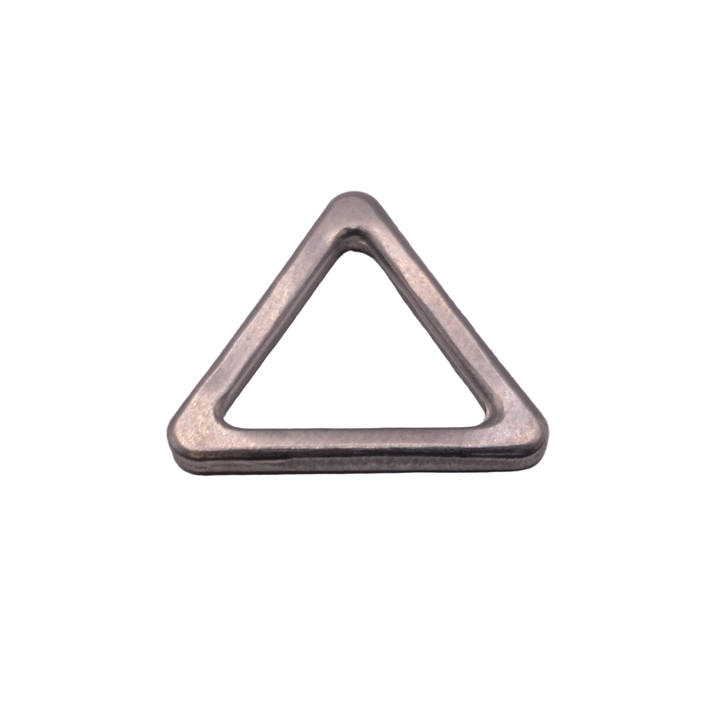 Metallic triangle ring on a white background