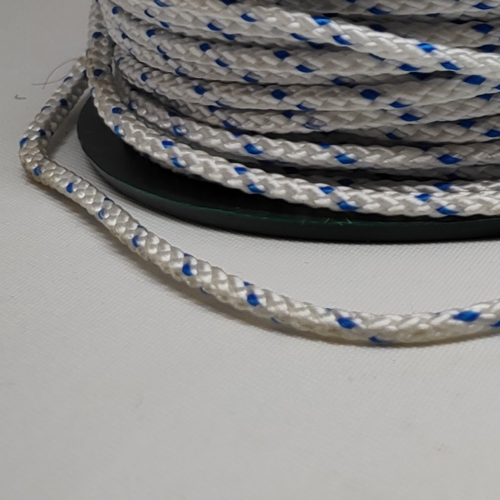 White trestec braided cord with blue fleck