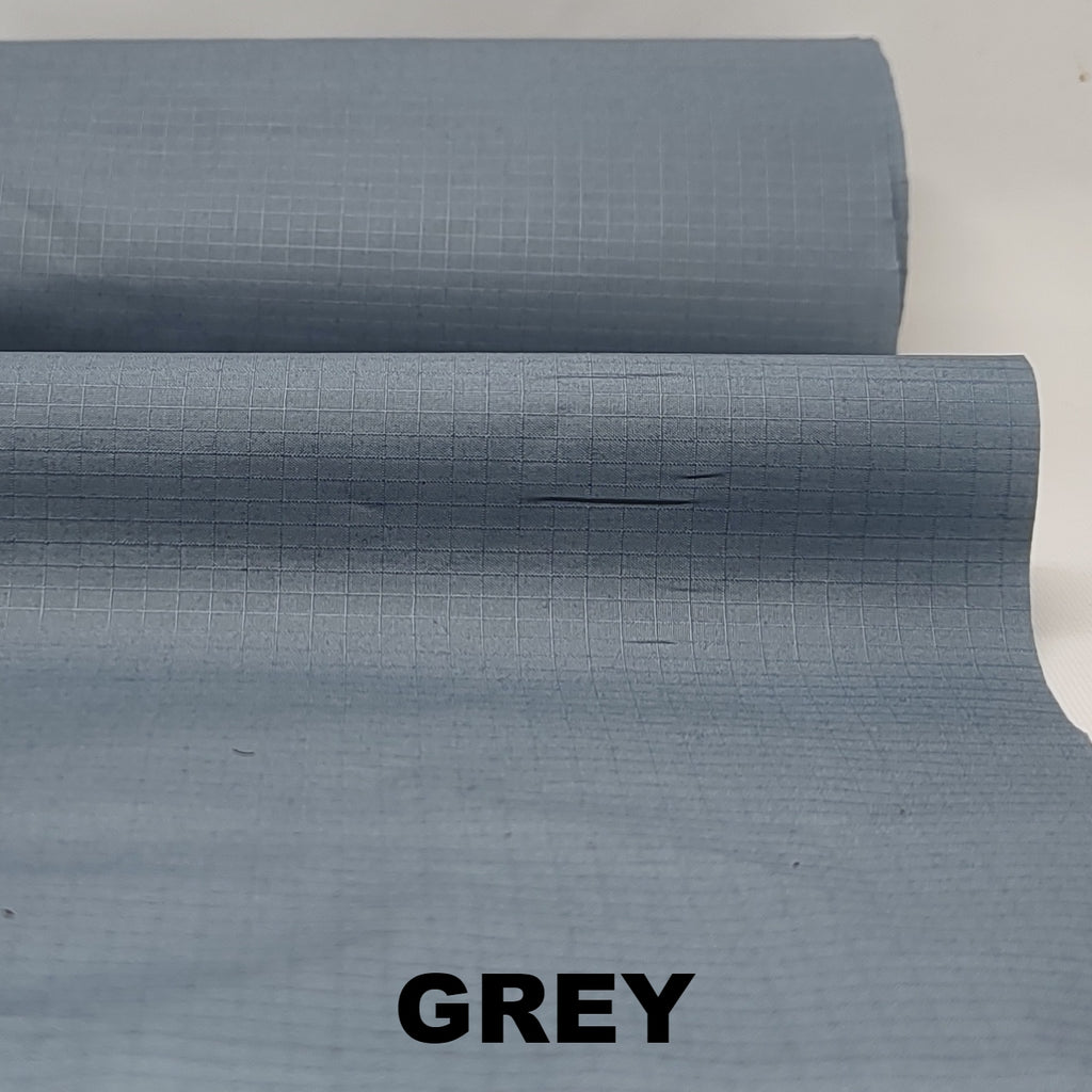 Grey dry wax cotton riptstop fabric by British Millerain