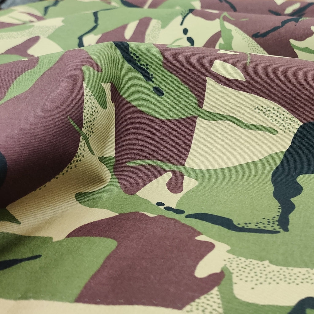 Cotton drill fabric with jungle camouflage