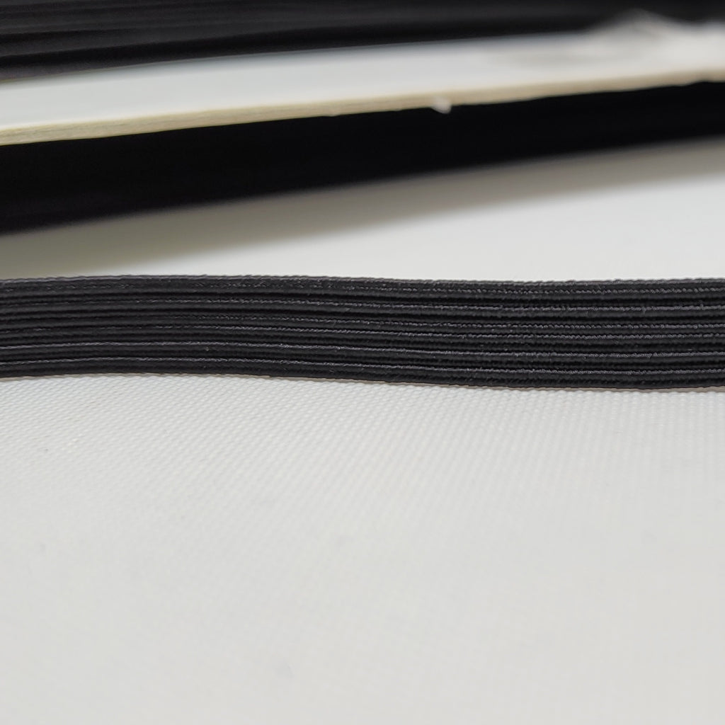 Black 9 millimetre flat elastic cord