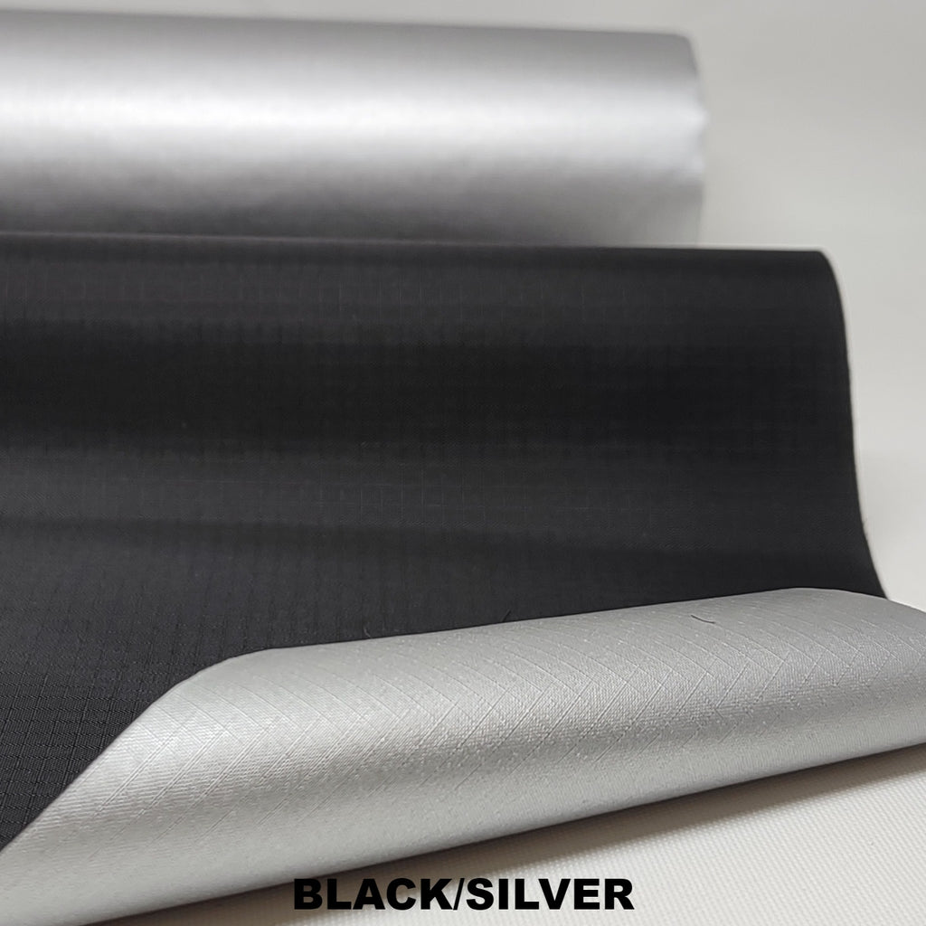 Black/silver PU-coated waterproof ripstop nylon