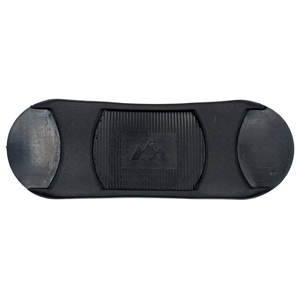 Black plastic shoulder pad on white background.