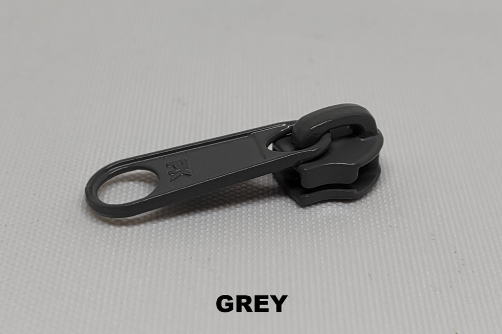 Grey Z790 single metal slider for coil zip
