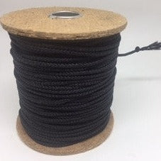 60 metre reel of black 2 millimetre soft braid polypropylene cord
