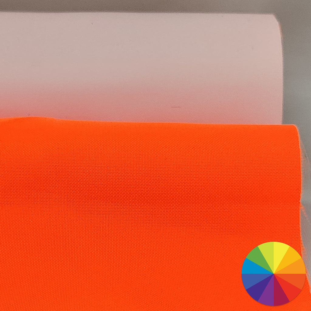 FLUORESCENT ORANGE BREATHABLE WATERPROOF 2 PLY LAMINATE POLYESTER FABRIC WITH WHITE UNDERSIDE FROM PROFABRICS