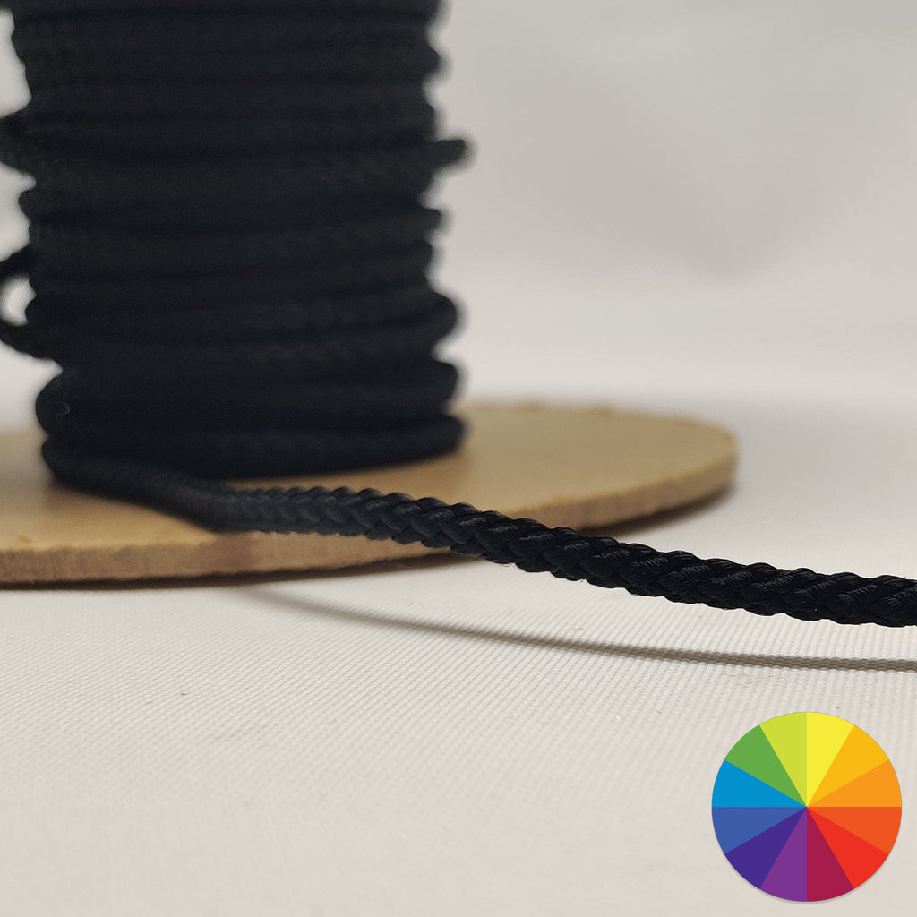 Soft braid 3 millimetre polypropylene cord available in multiple colours