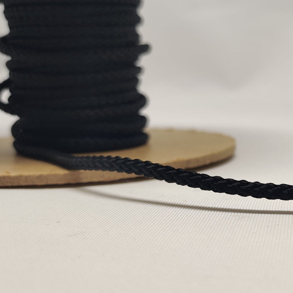 Black soft braid 3 millimetre polypropylene cord