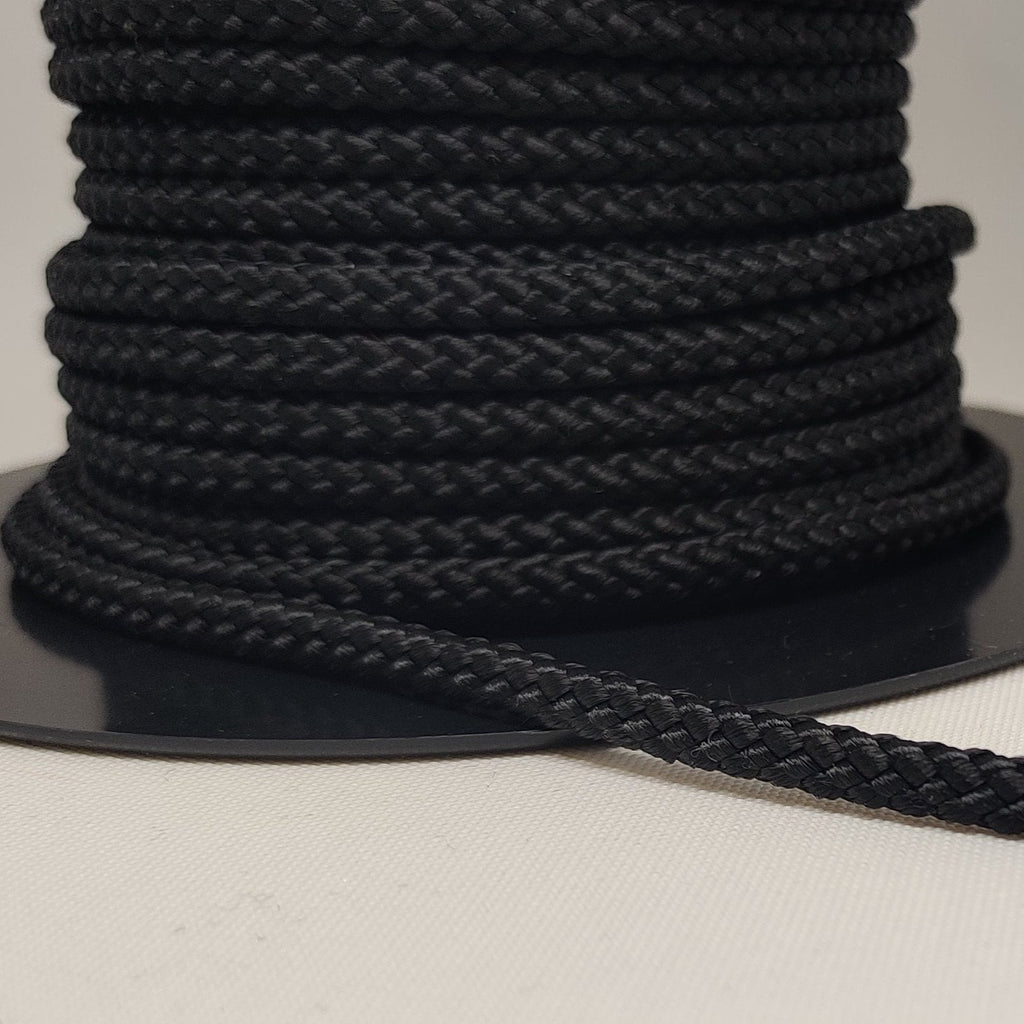 Black 4 millimetre soft braid polypropylene cord