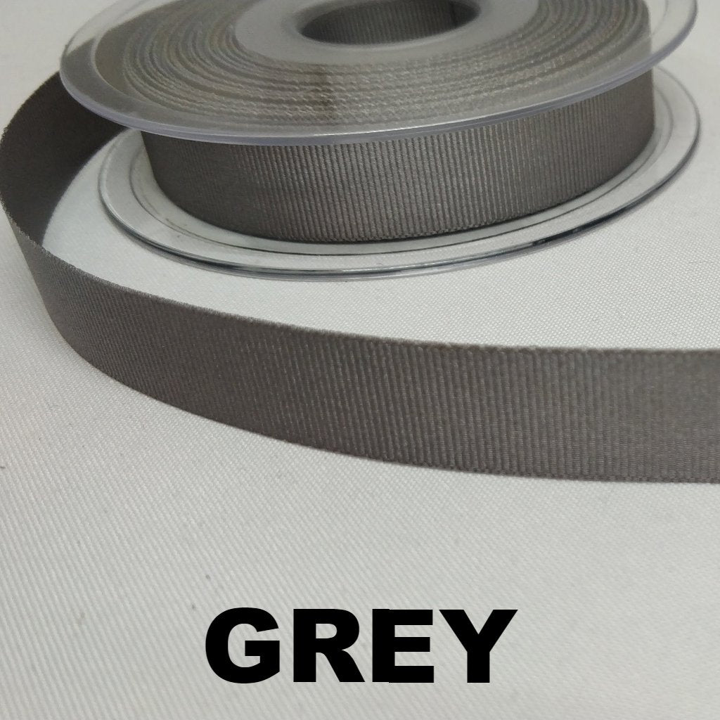 Grey 16 millimetre grosgrain ribbon tape