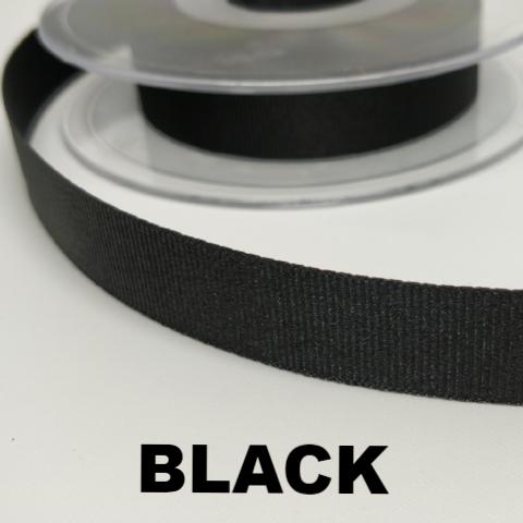 Black 16 millimetre grosgrain ribbon tape