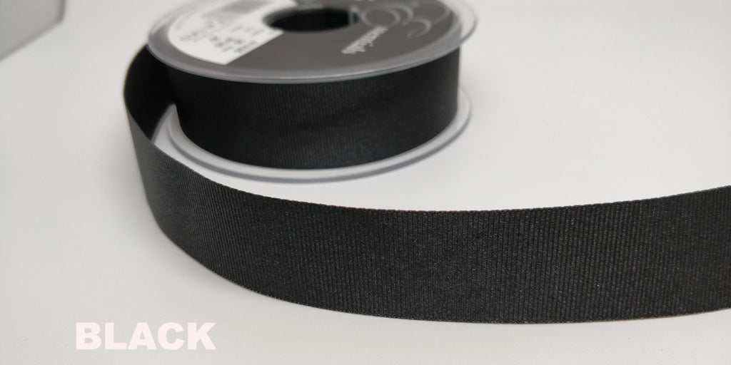 Black grosgrain 25 millimetre ribbon tape