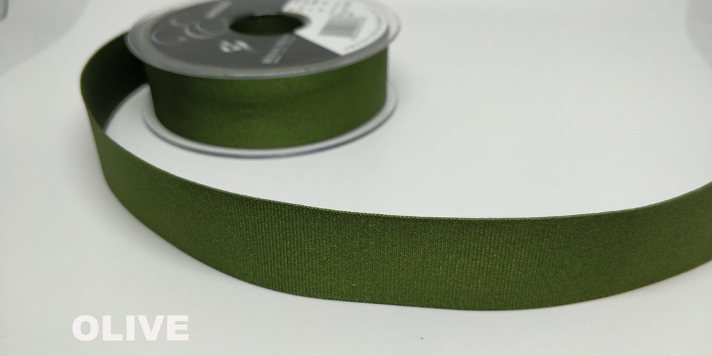 Olive 25 millimetre Grosgrain ribbon tape