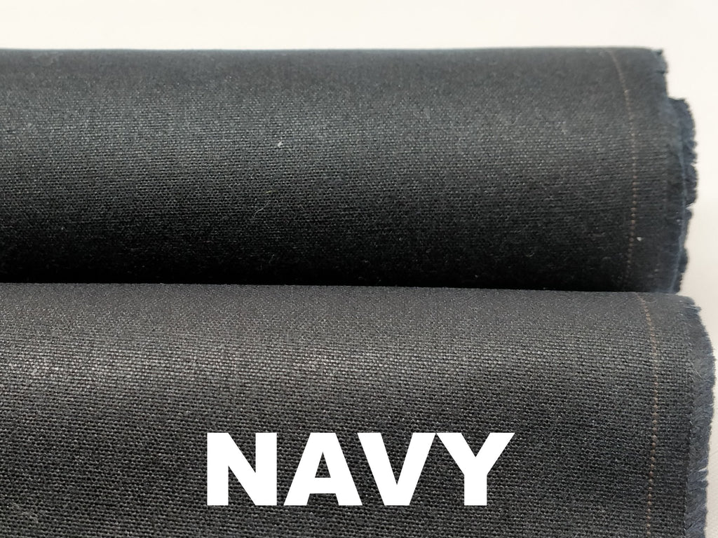 Navy medium weight waxed cotton from British Millerain