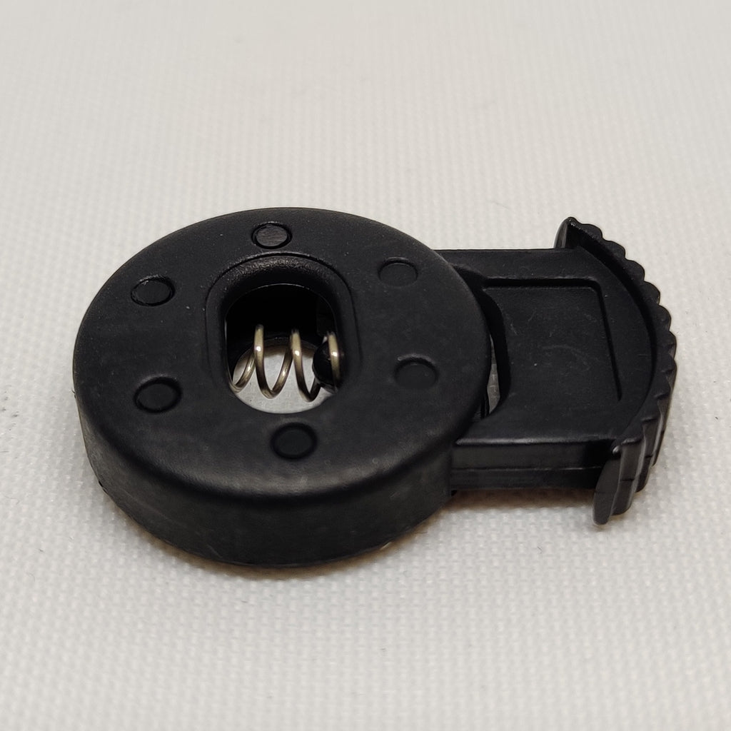 Black plastic low profile cord lock