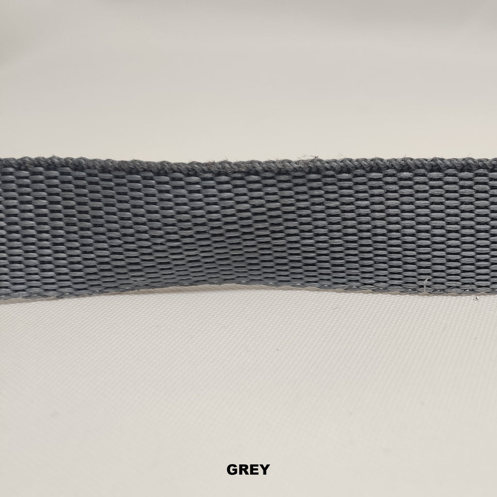 Grey polypropylene traditional weave 20 millimetre webbing