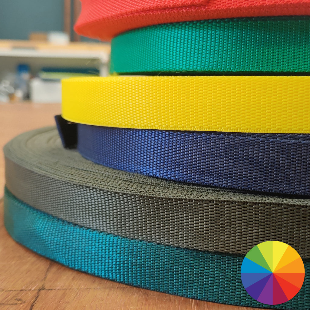 Polypropylene 20 millimetre traditional weave webbing available in multiple colours, limited clearance