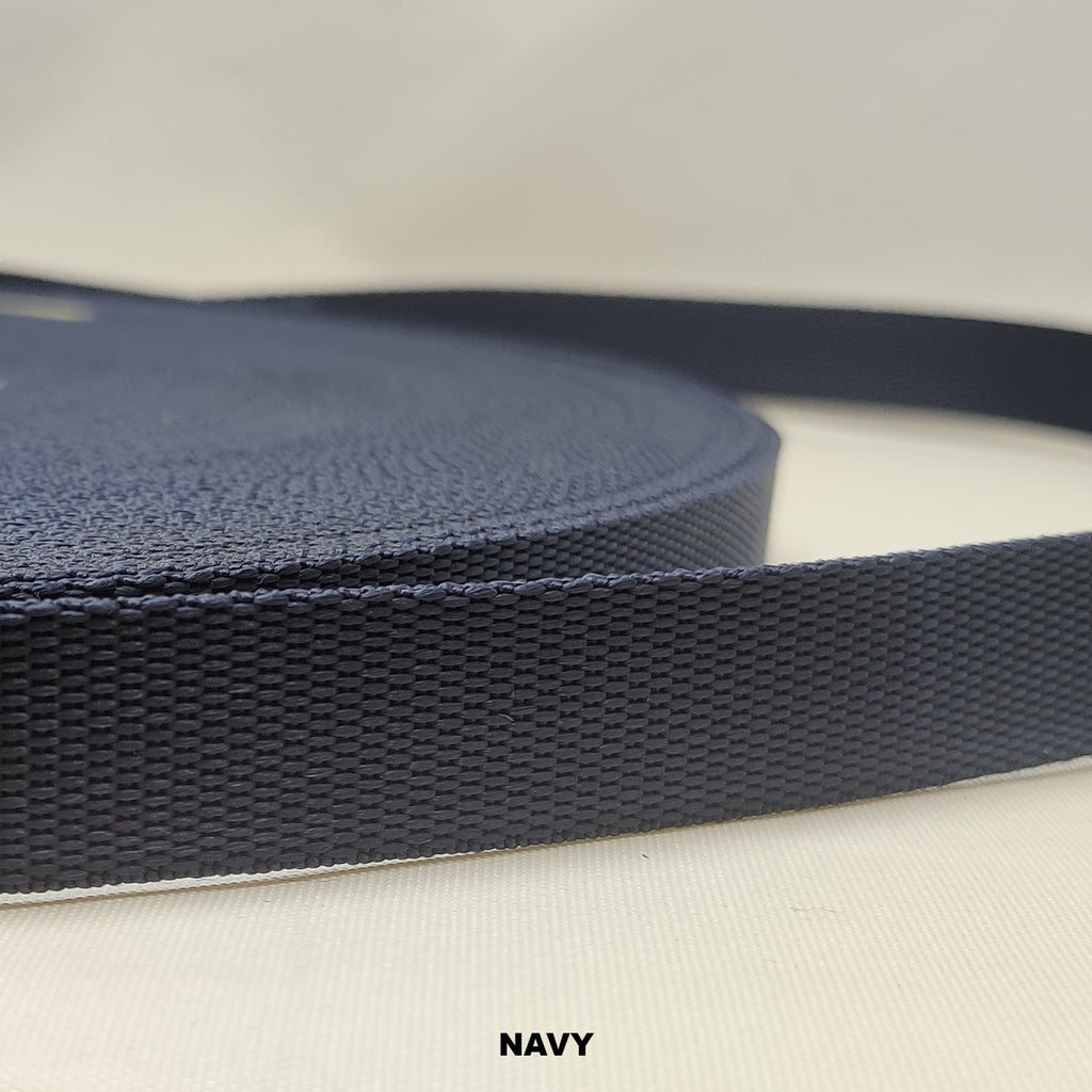 Navy blue polypropylene traditional weave 20 millimetre webbing