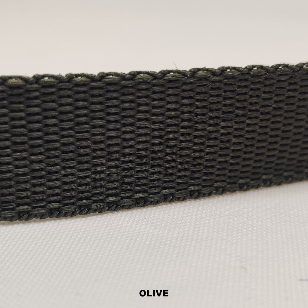 Olive green polypropylene traditional weave webbing