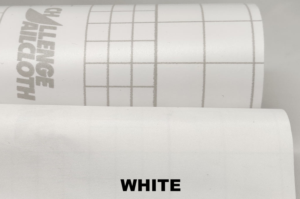 White  adhesive Dacron with white grid-pattern underside