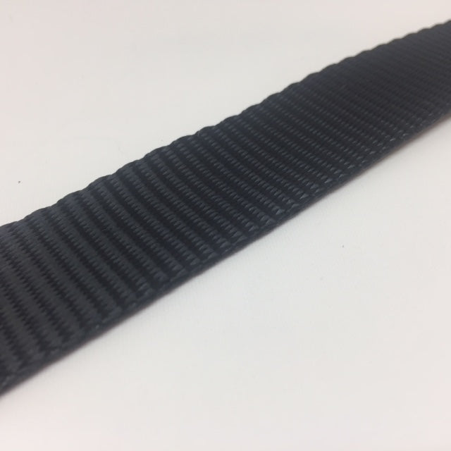Black traditional weave 25 millimetre polyester webbing