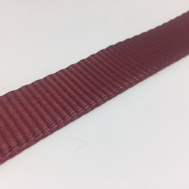 Dark red traditional weave 25 millimetre polyester webbing