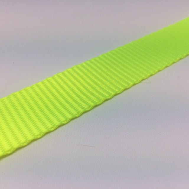 Fluorescent yellow traditional weave 25 millimetre polyester webbing