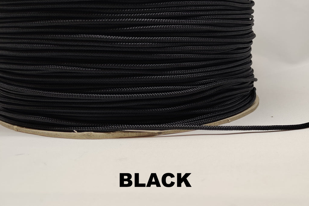 Black polyester 16 plait 3 millimetre cord