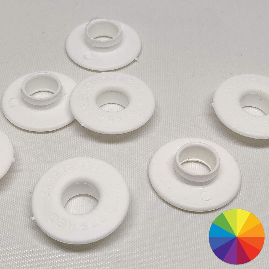 Plastic eyelets available in multiple colours