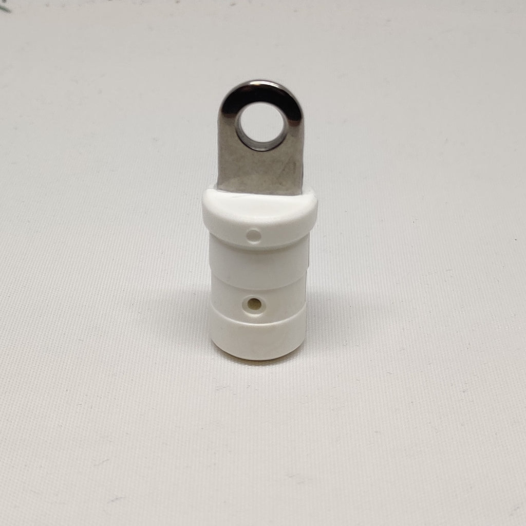 White plastic and metal end plug