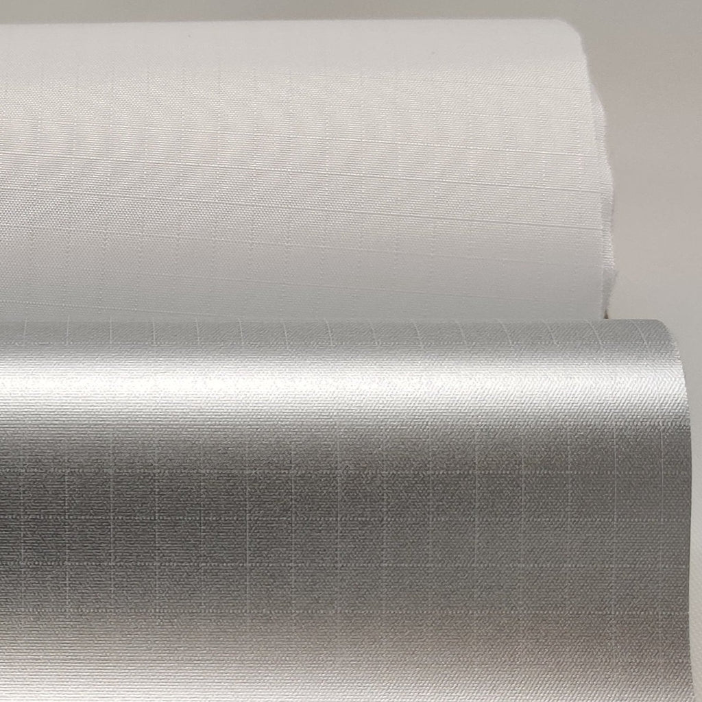 Silver and white PU coated ripstop polyester