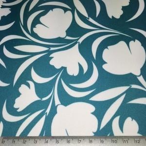 Teal floral print PU coated polyester