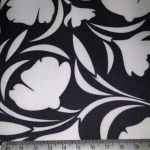 Black floral print PU coated polyester