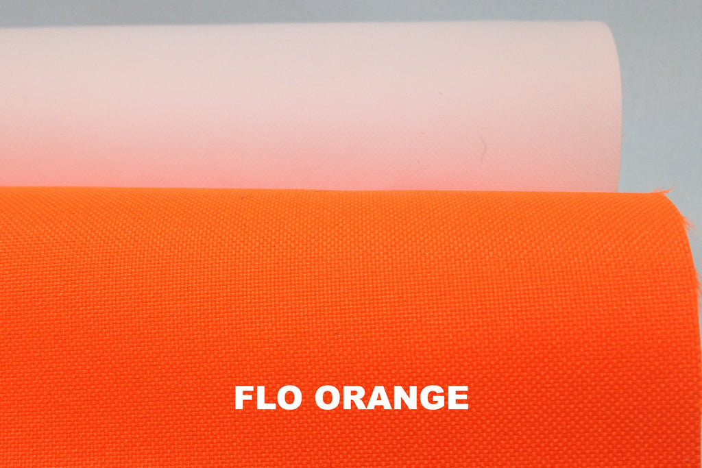 Fluorescent orange breathable waterproof 2 ply laminate polyester fabric with white underside