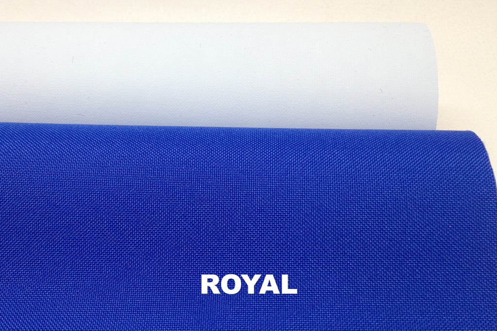 Royal blue breathable waterproof 2 ply laminate polyester fabric with white underside