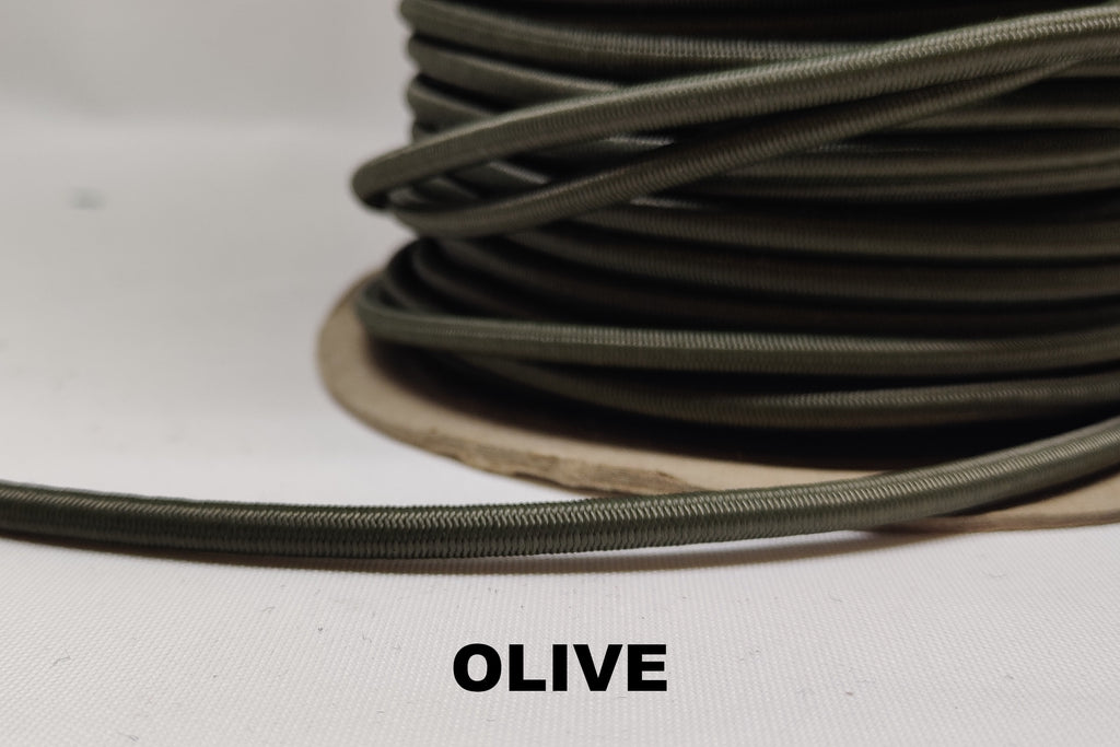 Olive green 5 millimetre elasticated shock cord