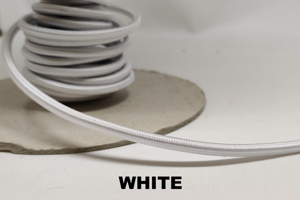 White 5 millimetre elasticated shock cord
