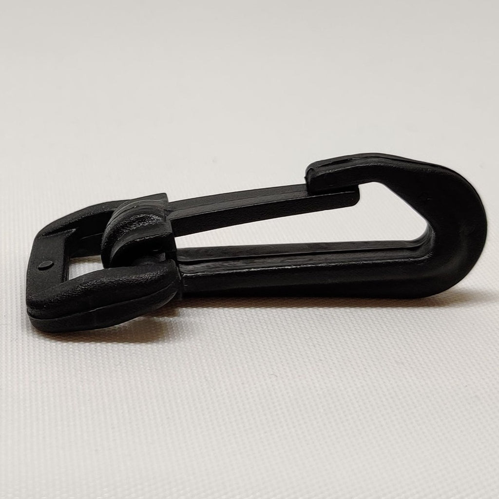 Black plastic 20 millimetre snap hook fastener 
