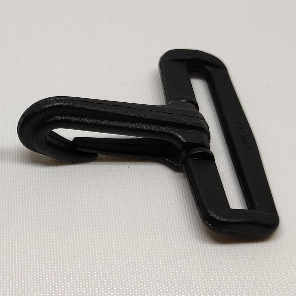 Black plastic 50 millimetre snap hook fastener
