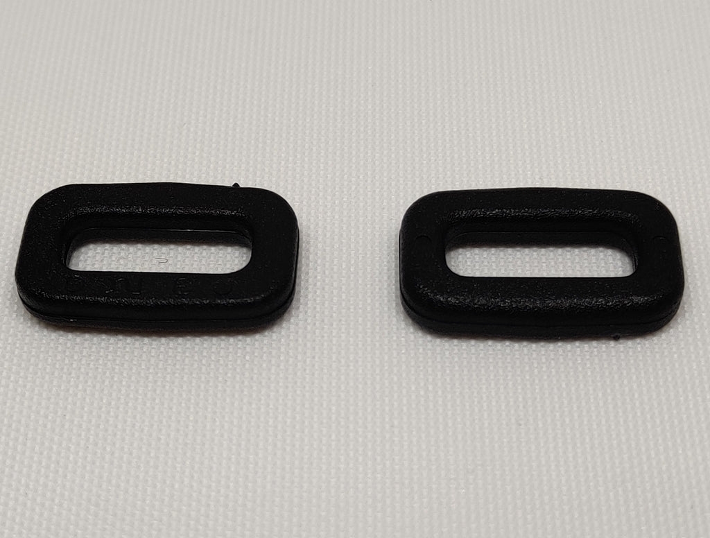Two black plastic 15 millimetre square rings from ITW Nexus