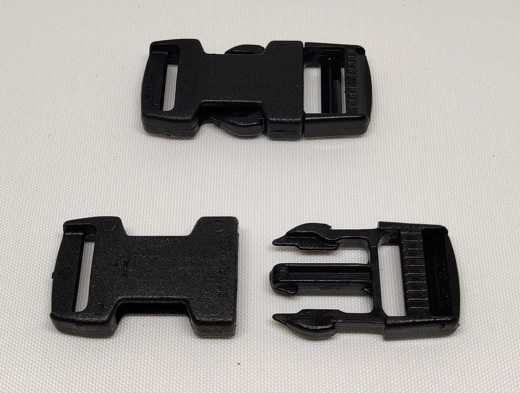 Black plastic 25 millimetre side release buckle