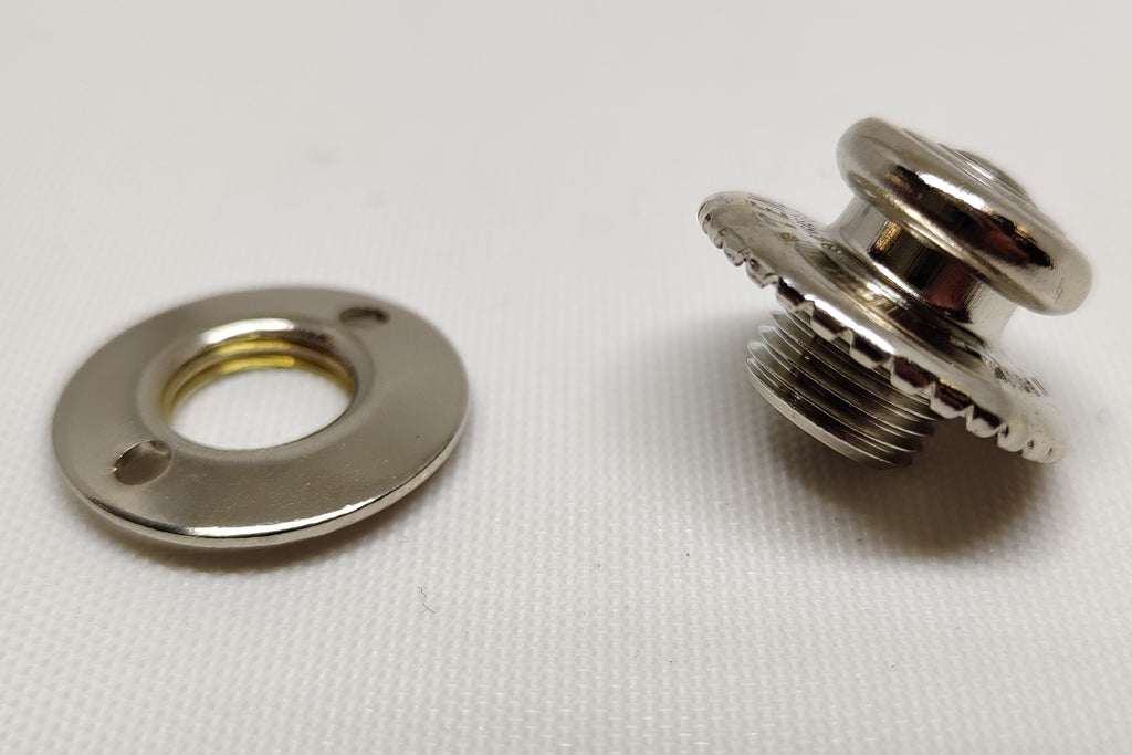 Nickel plated brass standard button and lock nut from Tenax