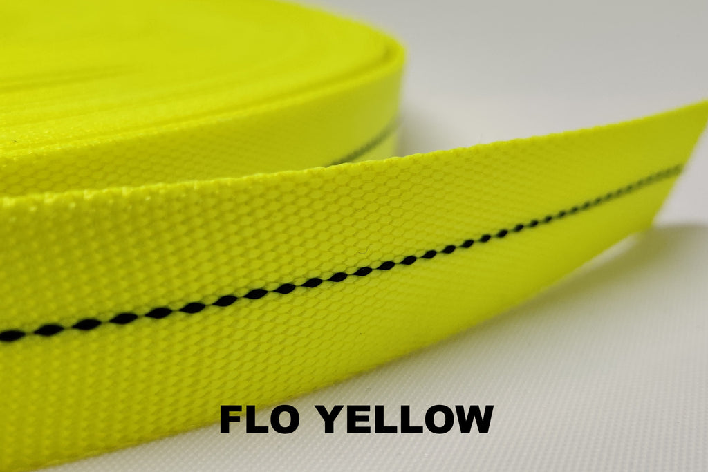 Fluorescent yellow tubular webbing